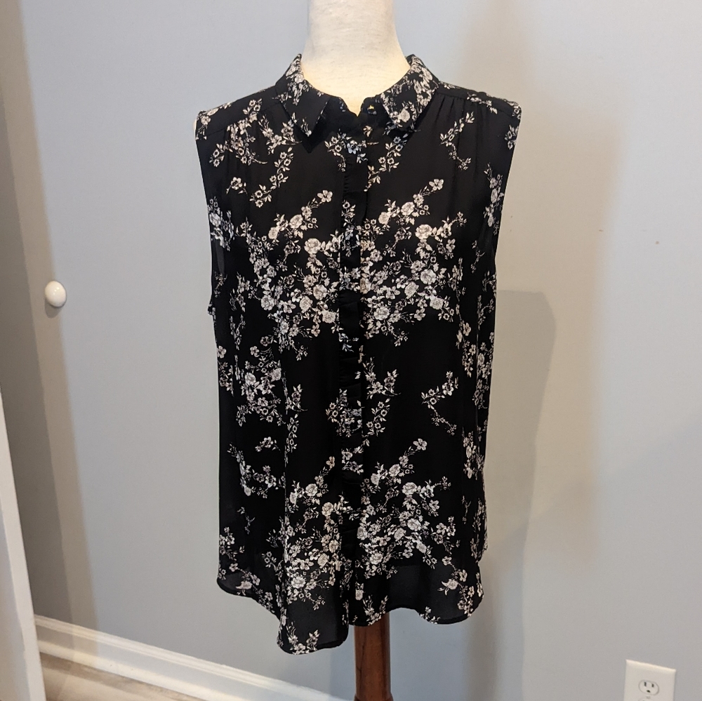 Elle Sleeveless Button Down Top Sz XXL